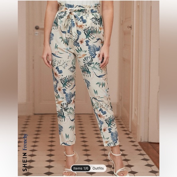 SHEIN Pants - Floral Paper Bag Pants NWOT